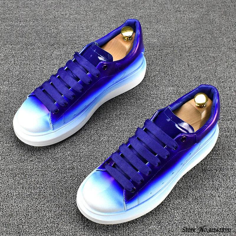 FashionHerrenschuhe Leder Herren Herren Sneakers Schuhe für Herren Luxus Designer Loafers Plateau Herren Leder Herrenschuhe 43 blau