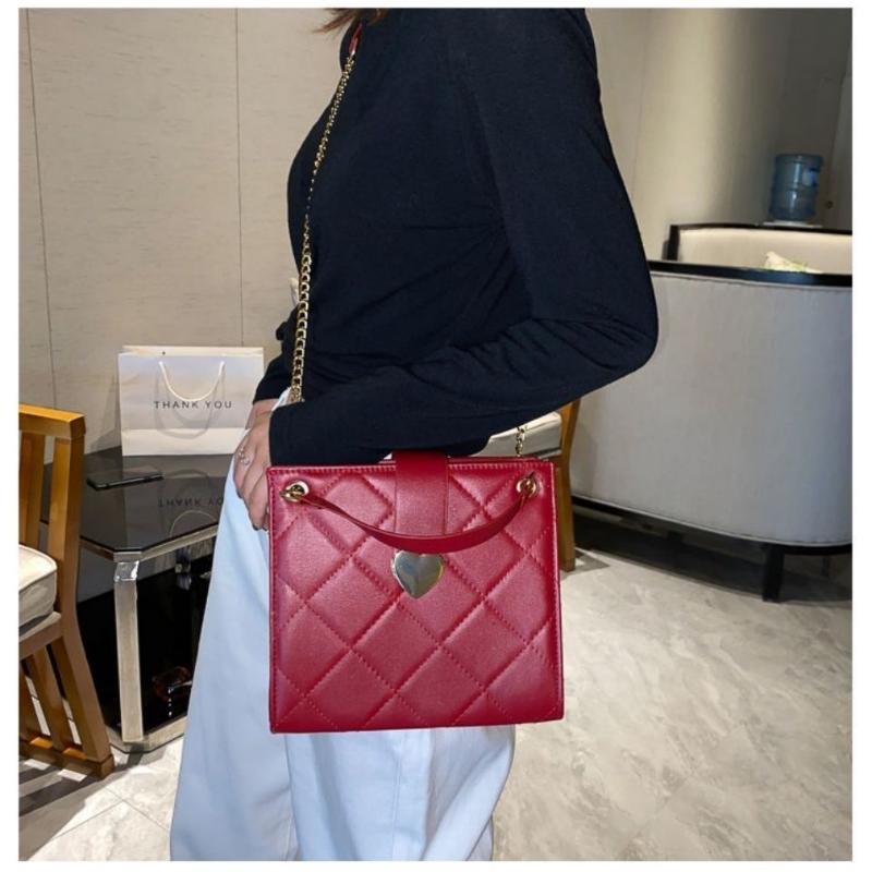 Tasche weibliche einzelne Schulter Umhängetasche Textur Mode Kette Tasche große Kapazität Tasche One size rot