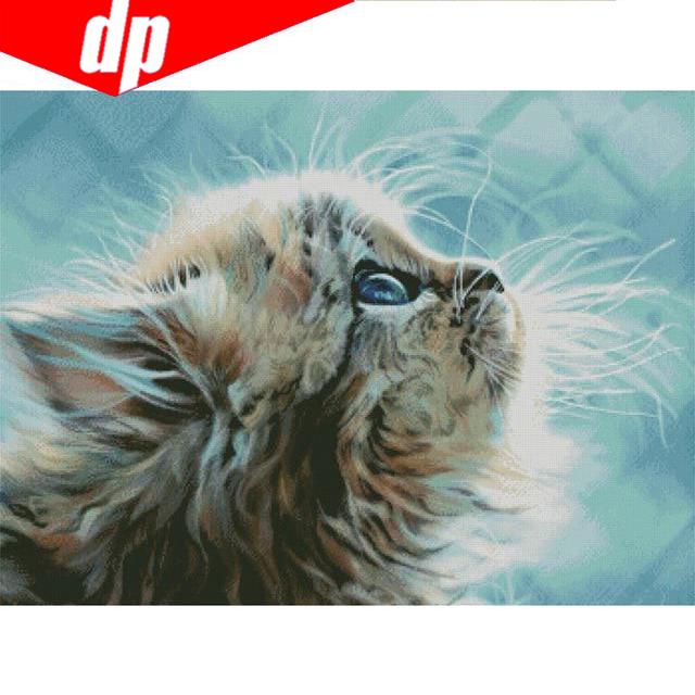 DIY Diamant Stickerei 5D Diamant Malerei Kreuzstich  Pussy Cat  Diamant Mosaik Runde Vollbohrer 20X30