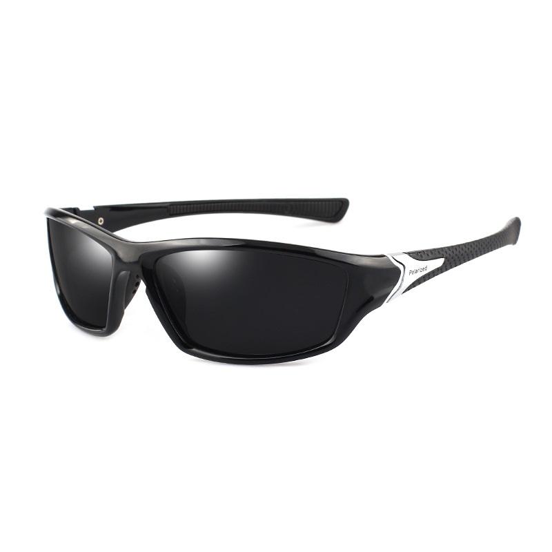 Klassisches Design Herren-Sport-Sonnenbrille, blendfreie polarisierte Sonnenbrille, UV400-Schutz, Reiten, Radfahren, Fahren schwarz