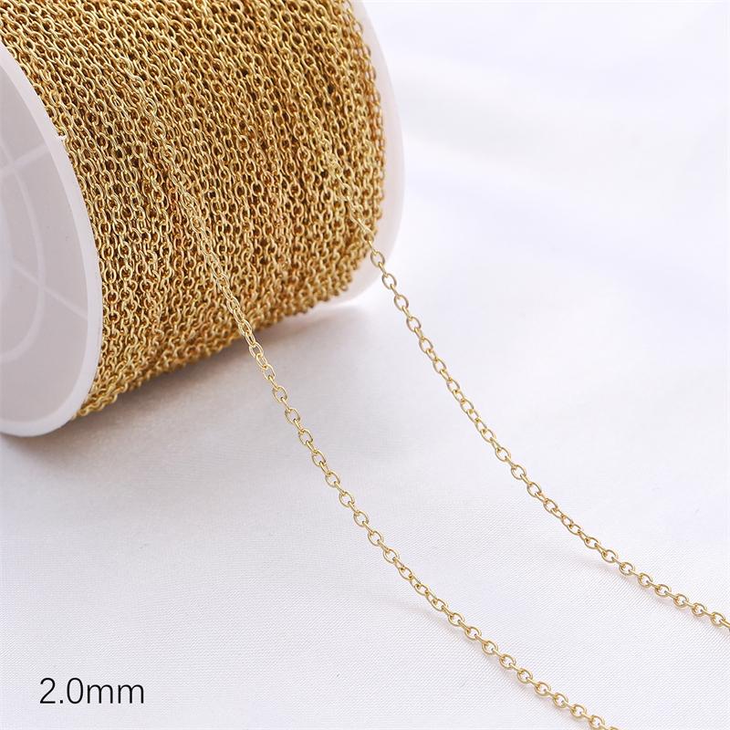 1 Meter Kupferkette Schwanzkette für DIY Halskette Armband Ohrringe Schmuckherstellung Bastelzubehör 2.0mm gold