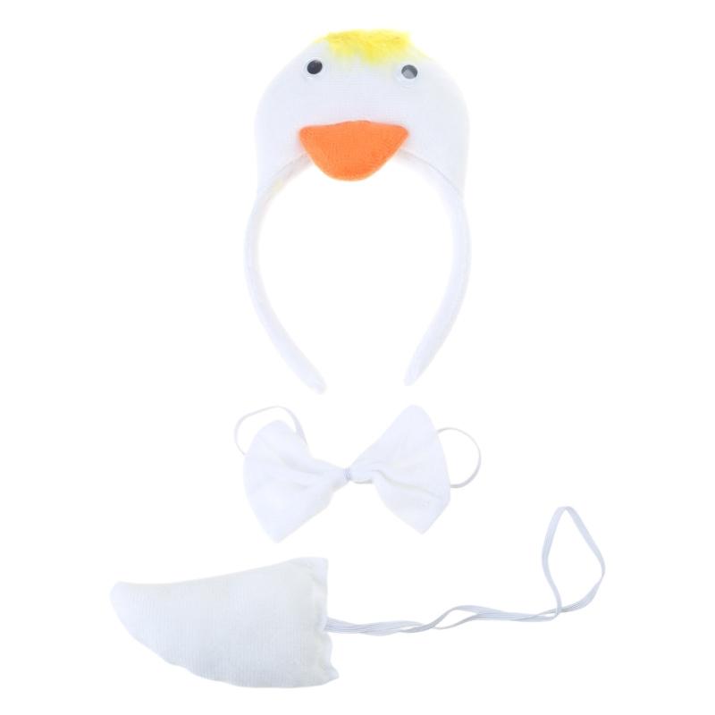 Rock Ente Gänse Stirnbänder Kragen Schwanz Tier Gänse Haarreif für Kinder Shows Ente Tier Stirnbänder Cartoon Kostüm