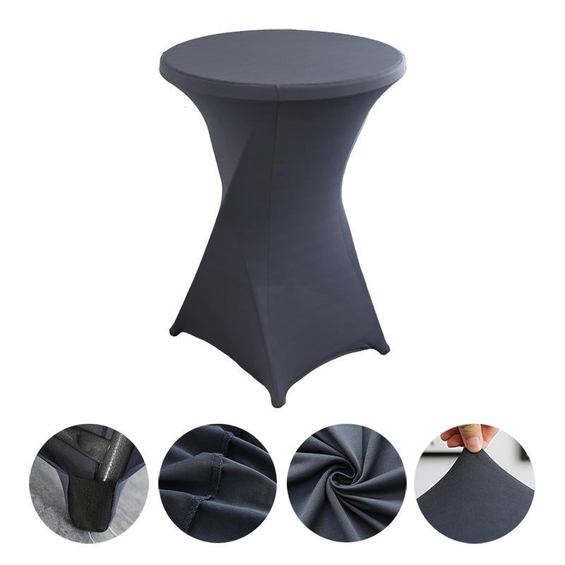 Höhe Stretch Runde Tischdecke Cocktailtischhülle Spandex Tischdecke Bar Hotel Party Hochzeit Elastische Tischdecke Deko 5PCS-60*110cm dunkelgrau