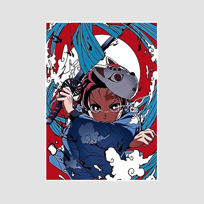 Japanischer Comic-Film Demon Slayer: Mugen Train Anime Poster Kimetsu No Yaiba, weißes Papier, Poster, Kunst, Malerei, Wanddekoration, Wandbild, Wohnkultur 42x30cm