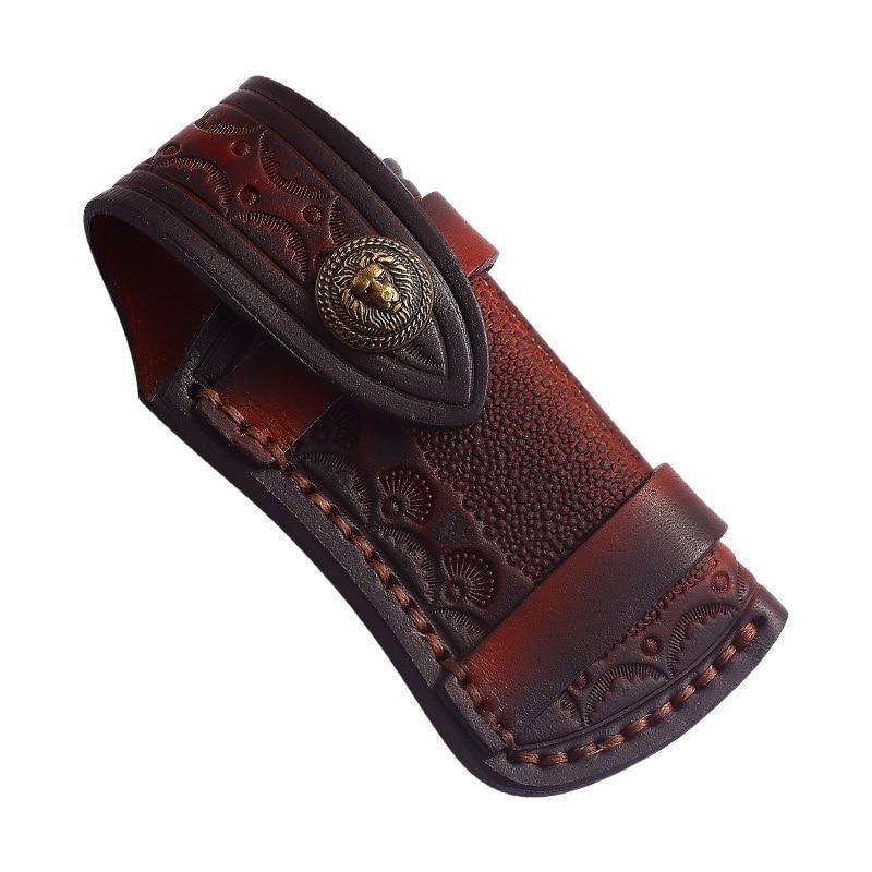 Herren Best Fashion Outdoor Geschnitzte Lederhülle Hauptschicht Rindsleder Klappmesserhülle Lederetui Aufbewahrung Taschenmesser Lederetui Outdoor 1 Pcs