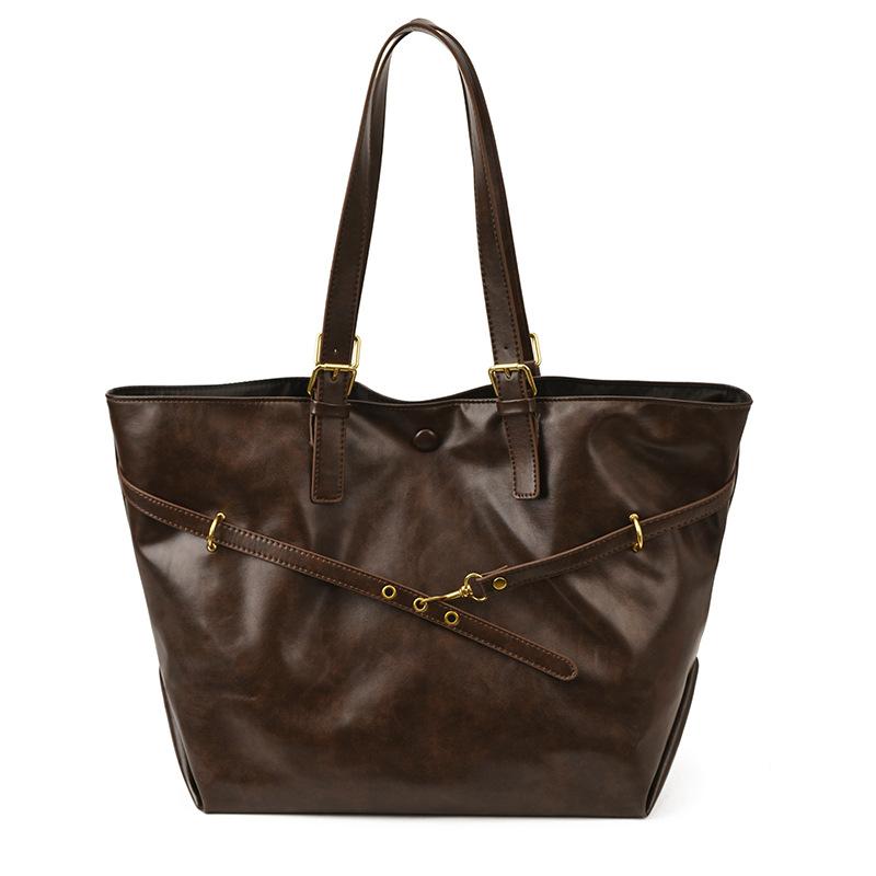 Retro Tragetasche, Schlichte Umhängetasche für Damen, Beliebte Pendler-Tragetasche, Unterarmtasche kaffeebraun