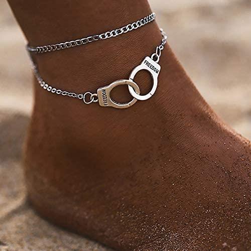 Boho Fußkettchen Fußkettchen Silberbeschichtet Sommer Fußkettchen Set Strand Fuß Kette brown