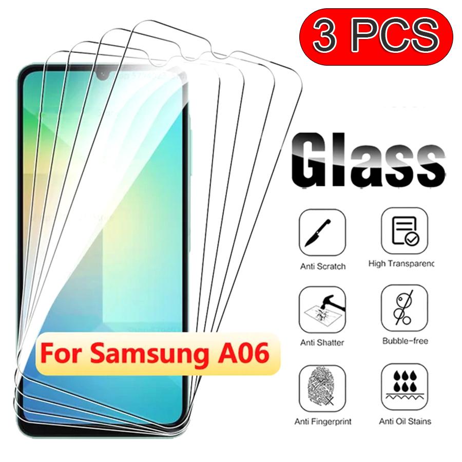3PCS HD gehärtetes Glas vollständige Abdeckung Filme für Samsung Galaxy A06 4G A16 Displayschutzfolie A06S Samsung Galaxy A16 reinfarbig