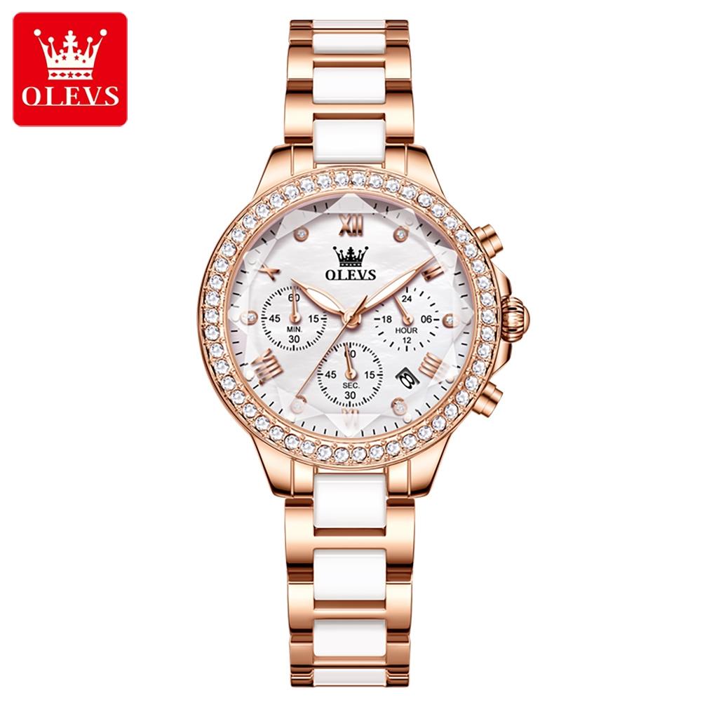 Elegante Damen Quarzuhr Frauen Tiffany Blau Wasserdicht Handgelenk Uhren Mode Keramik Stahl Strap Hand Uhr Geschenke hellrosa/weiß
