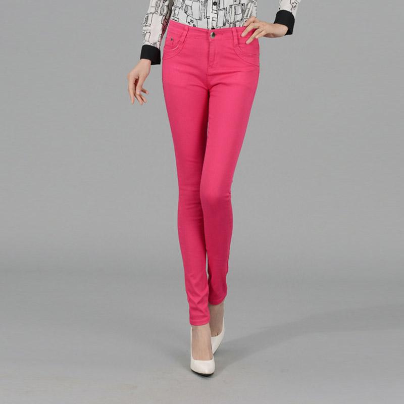 Frauen Damen Bleistift Hosen Sommer Taschen Taste Dünne Waden Länge Hosen Casual Stretch Hose Plus Größe Weibliche Hosen M hellrosa