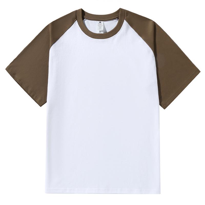 ZIRUNKING 2024 Sommer Unisex T-Shirts Tops Tees Raglanärmel 100% Baumwolle Kurzarm Streetwear O-Ausschnitt T-Shirts HMCJD S