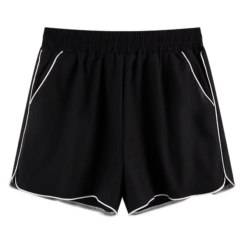 Sportshorts Damen Sommer Locker Laufen Fitness Outdoor Bekleidung Hohe Taille Weites Bein Schlankmachend Schnelltrocknend Freizeithose S schwarz