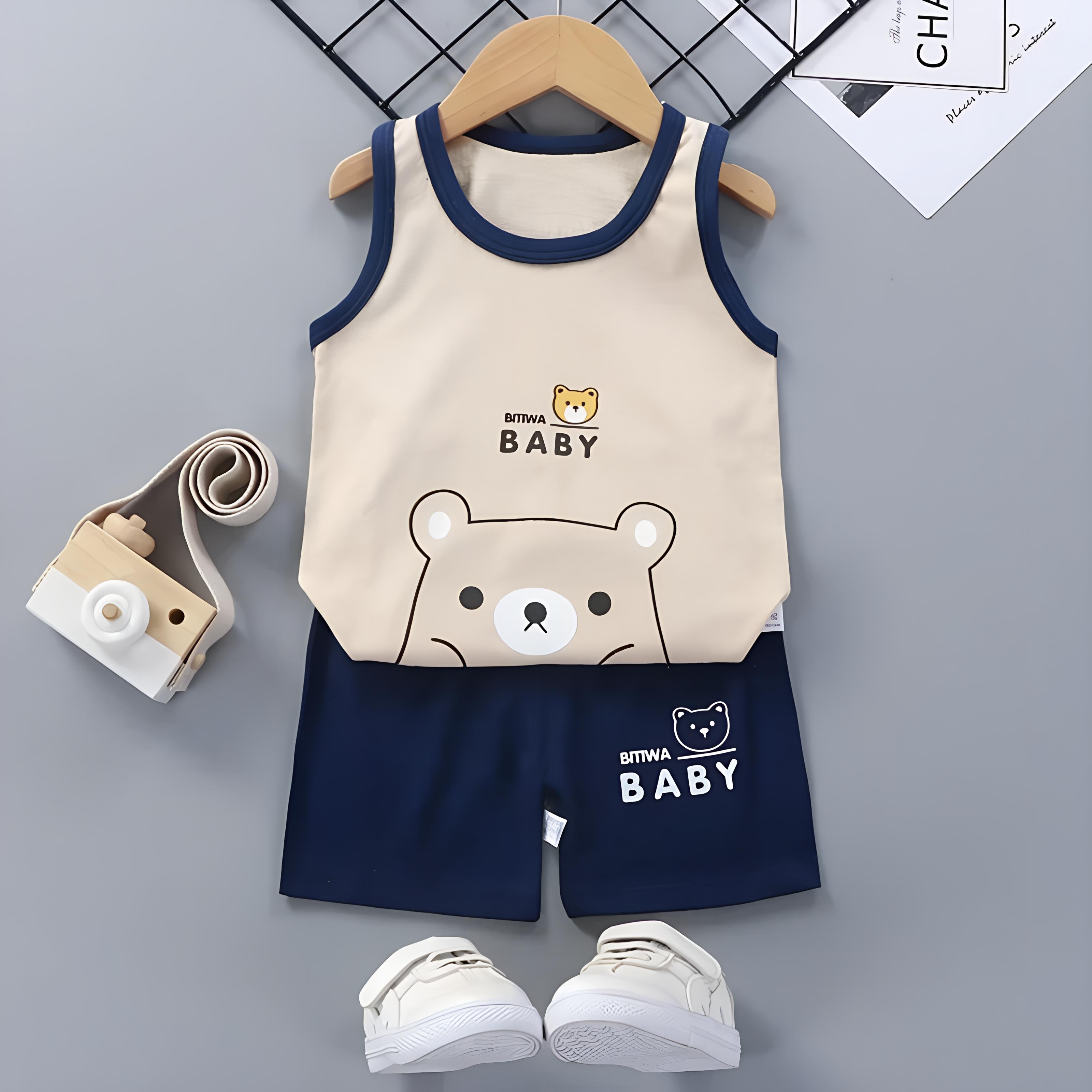 Kinder Sets Kinderkleidung Jungen Mädchen Westen Anzug Sommer Kinderbekleidung Baby Baumwolle T-Shirts Shorts Tank Top Ärmellos 90