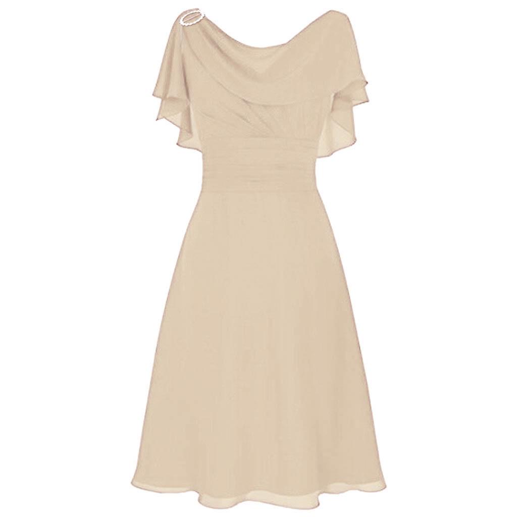 (Dida) Frauen formelle Hochzeit Brautjungfer High-Waist Party Ball Abendkleid Cocktailkleid XXXXL beige