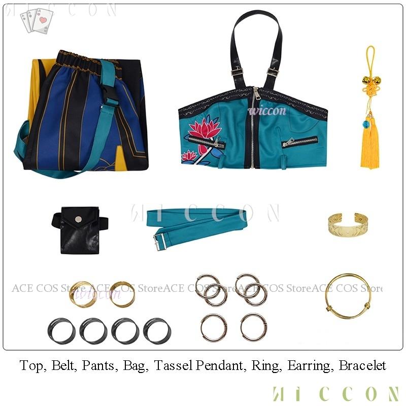 K-Pop Huntrix Zoey Cosplay Kostüm Perücke Dämonenjäger Kostüm Requisite Kunai Rollenspiel Bühnenkleidung Halloween Mädchengruppenuniformen One Size