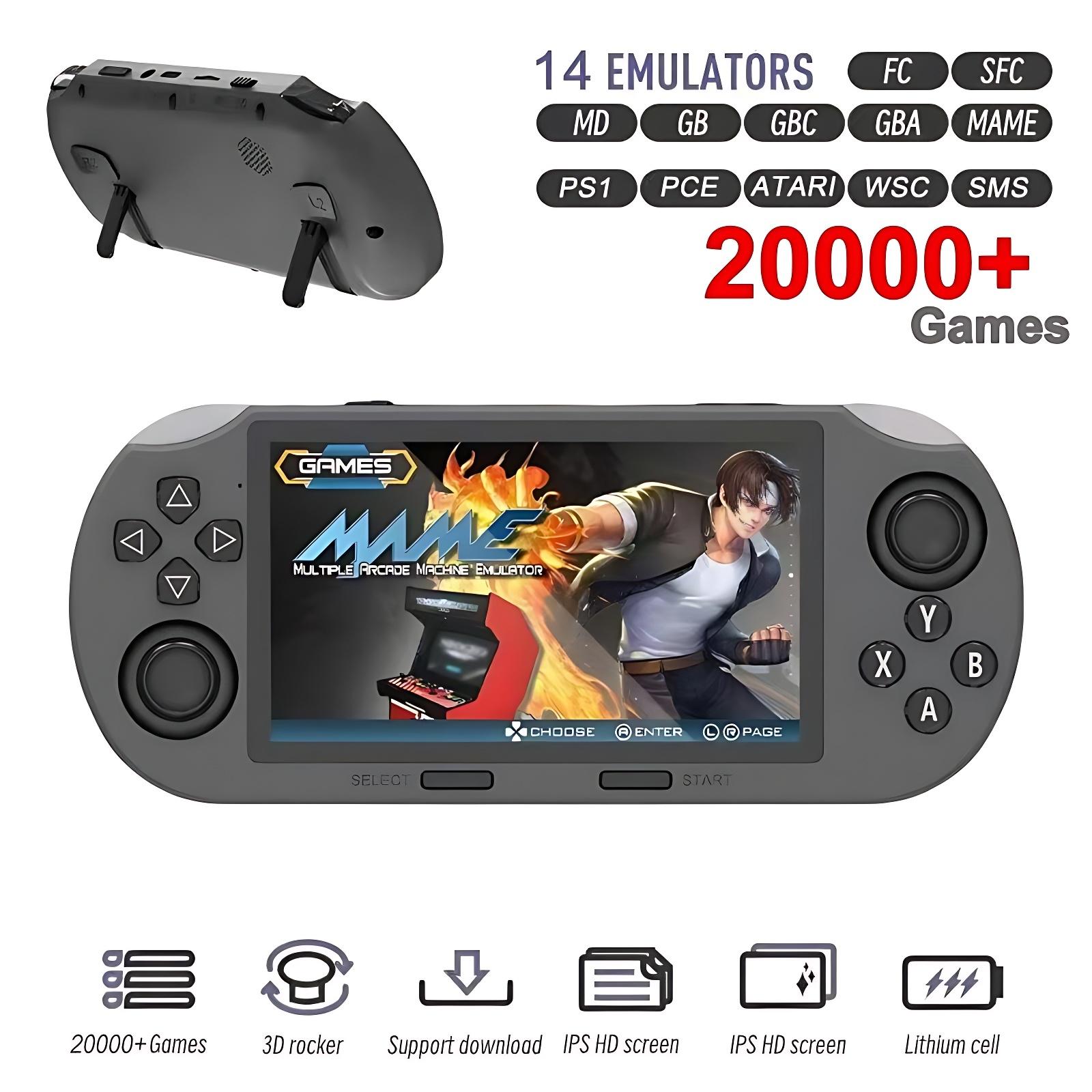 SF3000 Handheld-Spielkonsole, kabellose Retro-Spielkonsole, 4,5-Zoll-IPS-Bildschirm, Spielkonsole mit 64 GB, integrierte 20.000+ Spiele 64G