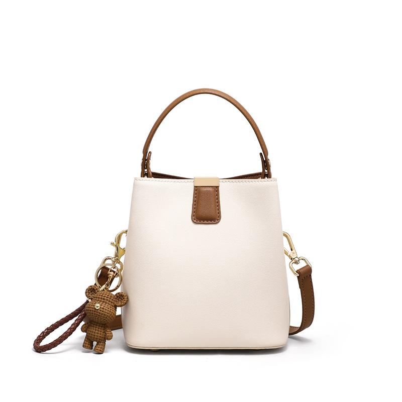 Eimer Tasche Herbst und Winter Neu Damen Tasche Umhängetasche Handtasche Handtasche Echtes Leder Hohe Qualität Unterarm Tasche white