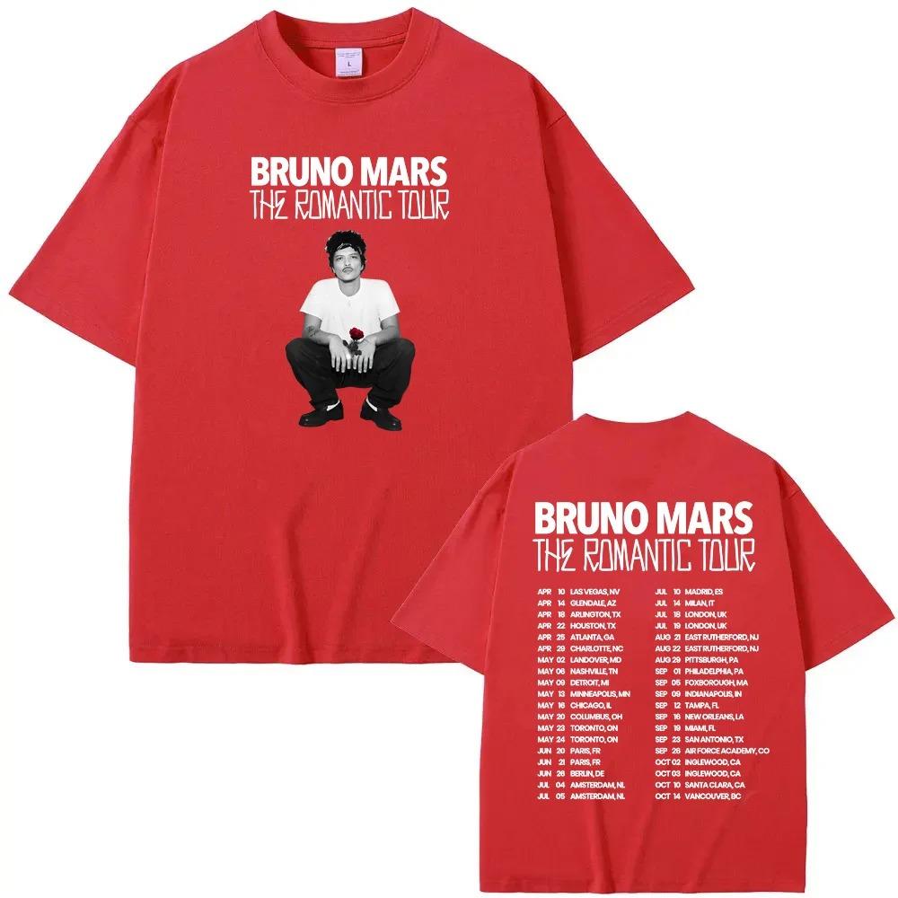 2026 Die Romantische Tour T-Shirt Amerikanischer Singer-Songwriter Bruno Mars Hohe Qualität Mode T-Shirt Mode 100% Baumwolle T-Shirts XXXL rot