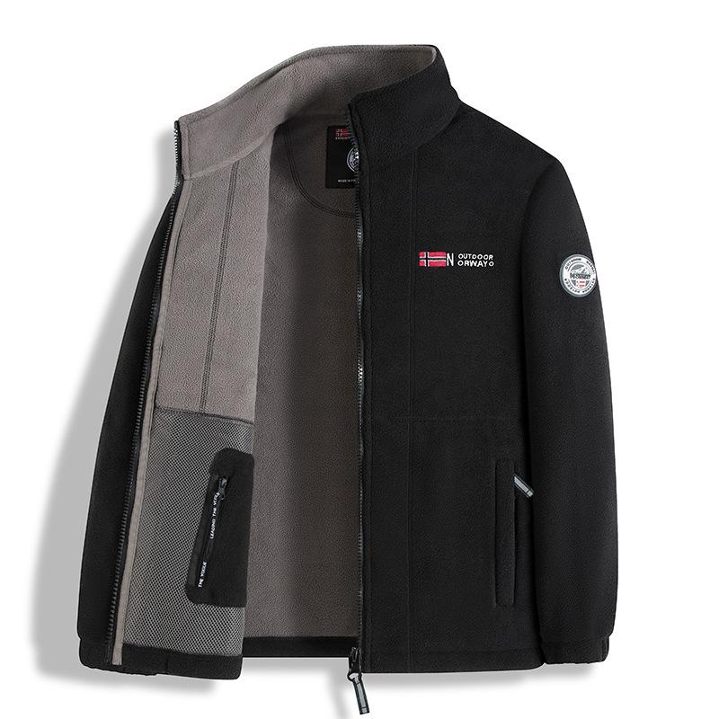 Doppelseitige Fleecejacke mit Fleece für lässige Outdoor-Bekleidung und dicke, warme Jacke für Herren XXXL