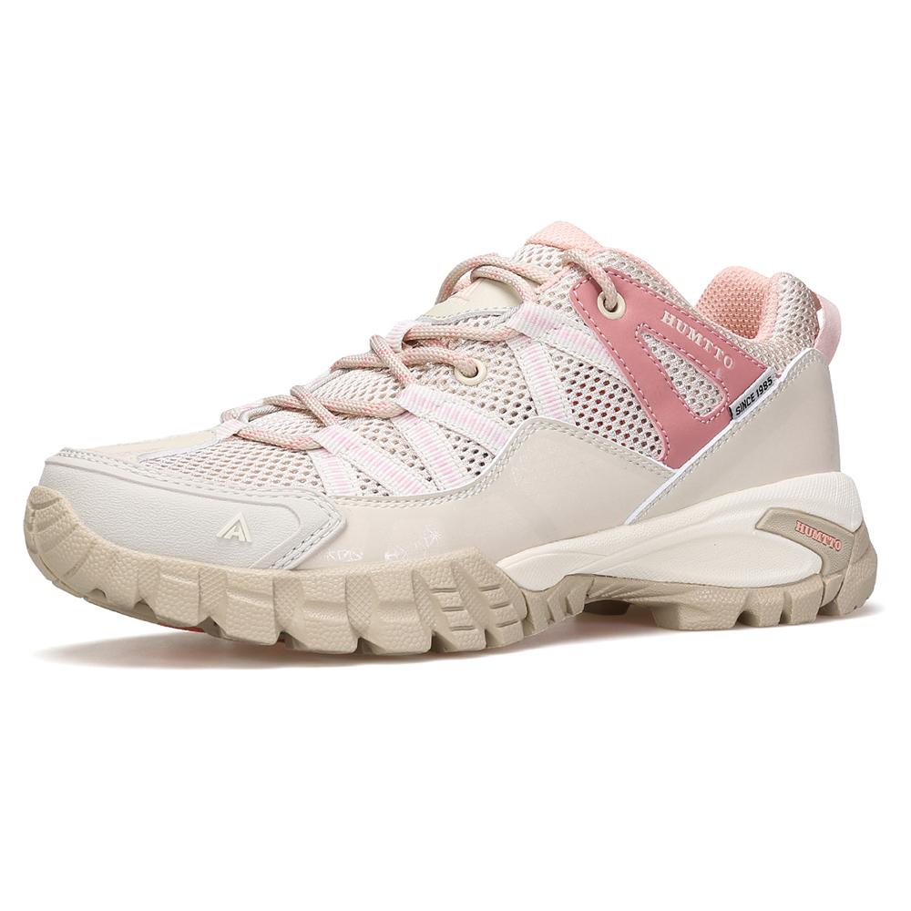HUMTTO Sommer Wanderschuhe für Damen Rutschfeste Luxus Designer Outdoor Flats Damen Sportschuhe Atmungsaktiver Gummi Damen Sneaker 39 rosa/beige