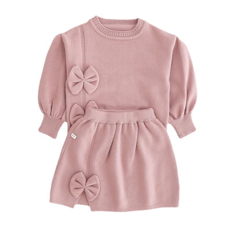 Mädchen Winter Kleidung Set Langarm Pullover und Rock 2 Stück Kleidung Anzug Frühling Outfits für Kinder Mädchen Kleidung 80cm violett