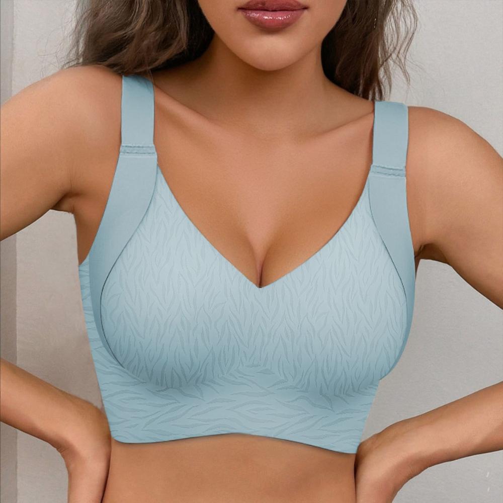 Damen Übergröße Nahtlose BHs für Große Brüste Push-Up BHs für Damen Drahtlose BHs XXXL (70-75 kg) blau