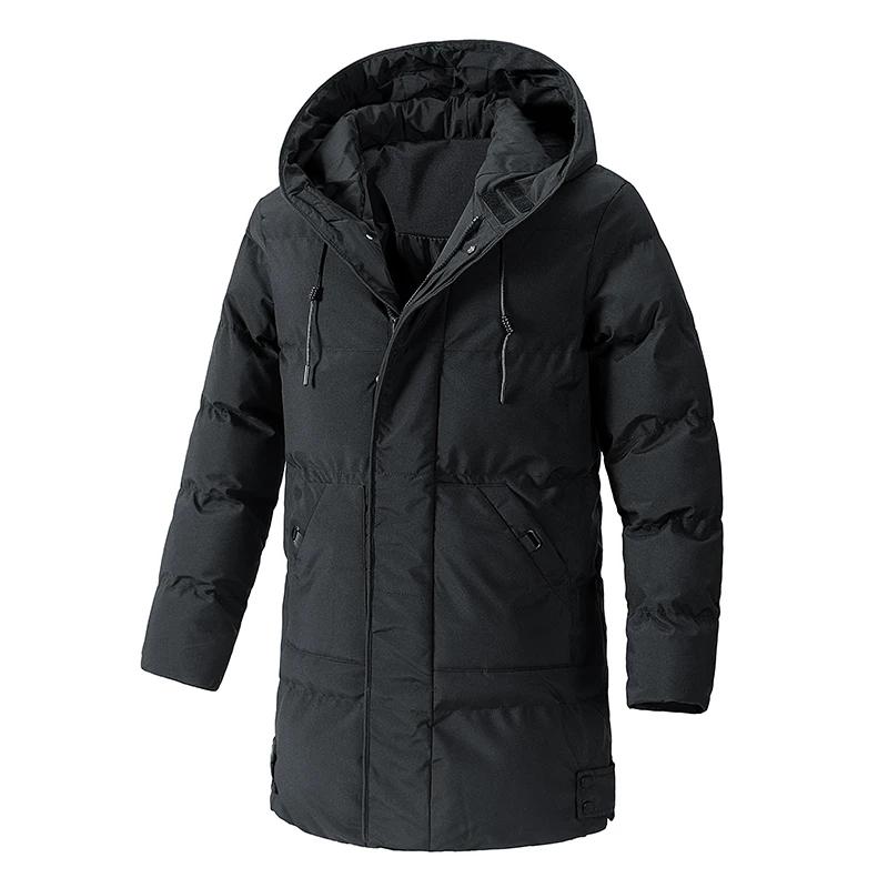 Winter Herren Warm Dick Lässig Winddicht Lange Jacken Parkas Mäntel Männer Kapuzenjacken Outwear Windbreaker Männlicher Parka Plus Größe 8XL 4XL schwarz