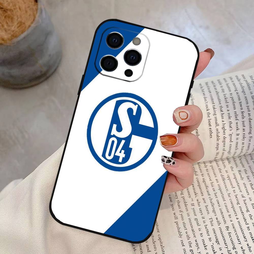 S-Schalke 04-PC Handyhülle für iPhone 17,16,15,14,13,12,11 Plus,Pro Max,XS,Weiches Silikon Schwarze Hülle iPhone16Pro