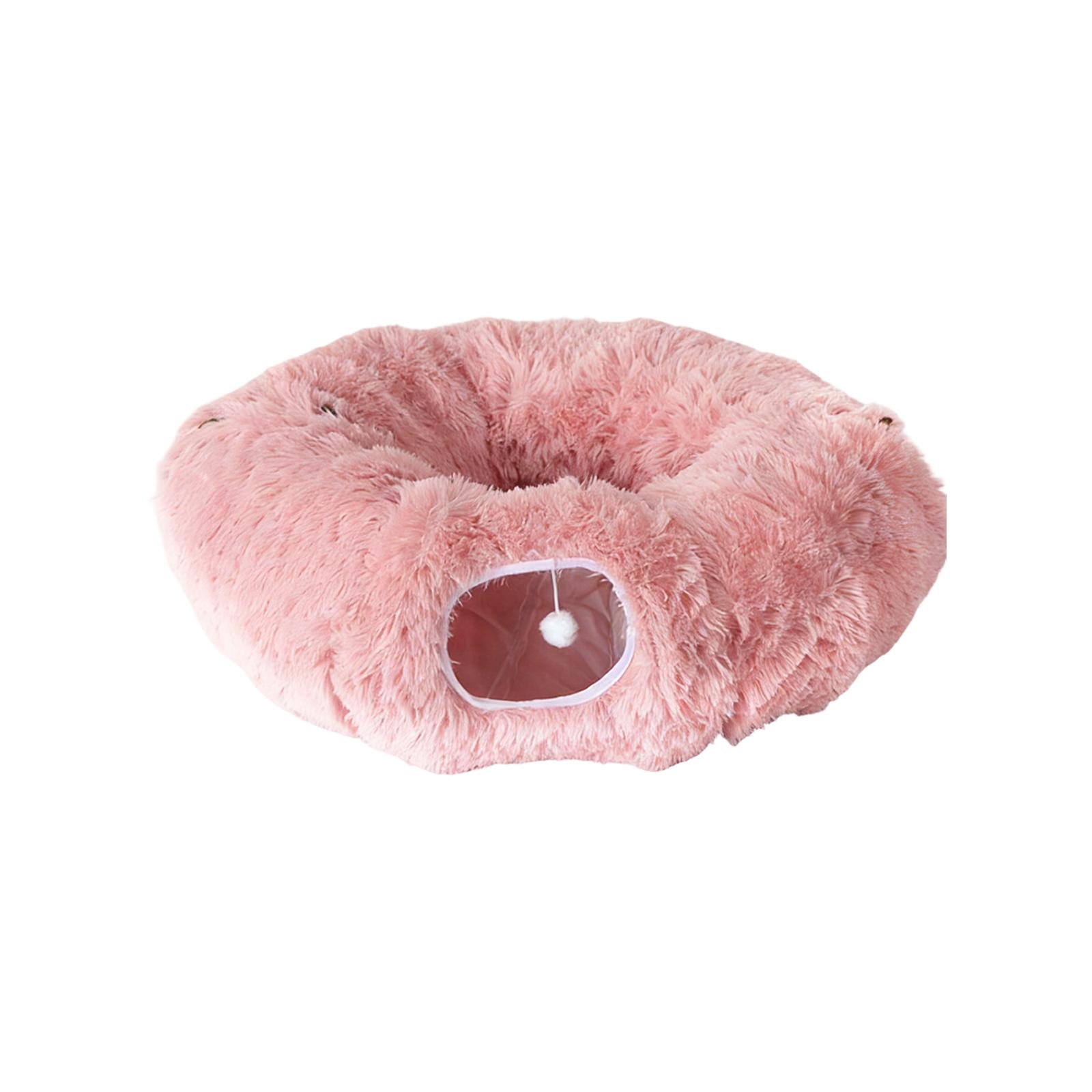 Plüsch Faltbarer Donut Katzen Tunnel - Warme PV Fleece Katzenhöhle Mit Hängendem Pom-Pom Spielzeug, Selbstunterhaltendes Haustier Versteck & Ruhebett Für Katzen One Size
