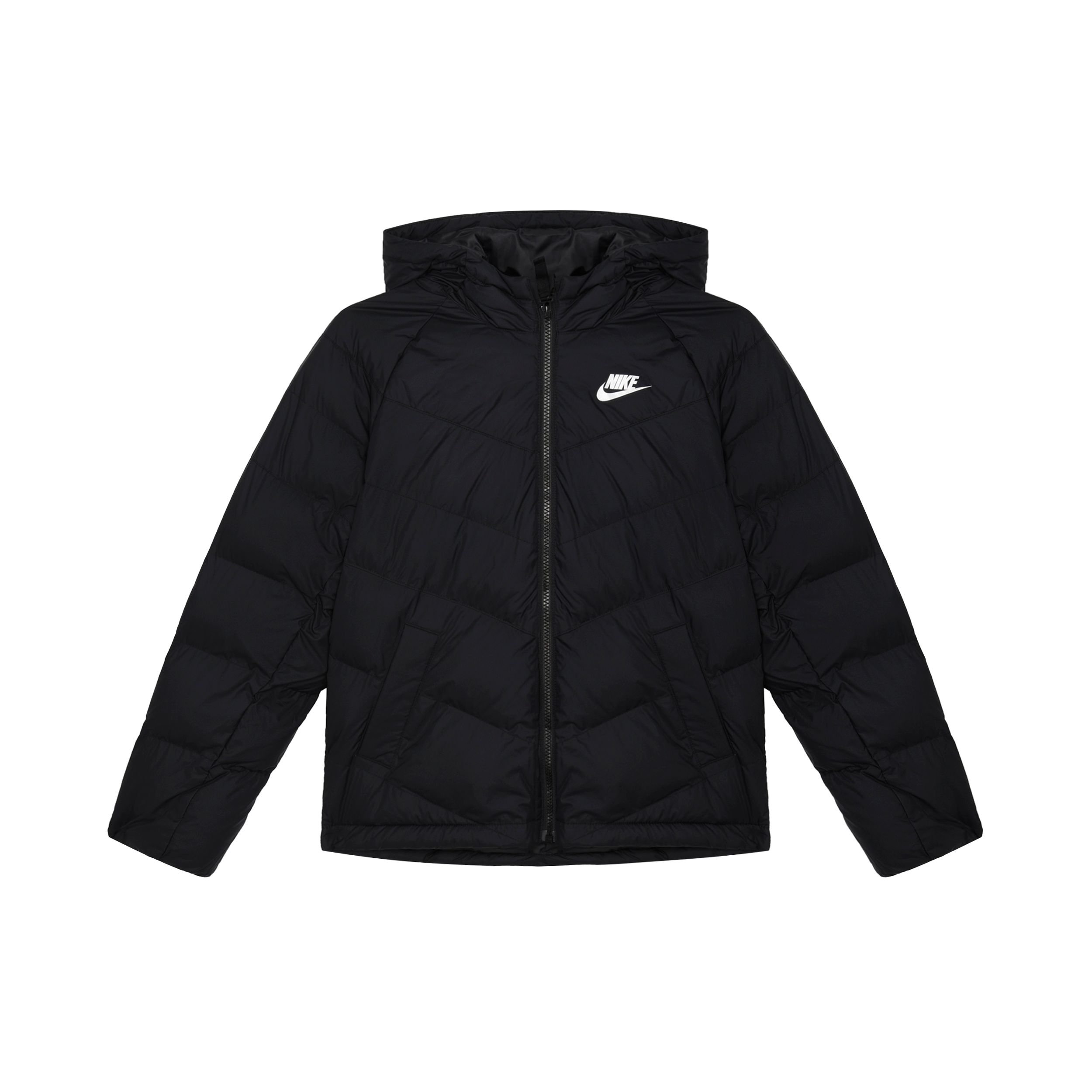 Nike Jacke mit Kapuze und Reißverschlussdesign, bedrucktes Logo, Kinderjacken, Schwarz, DX1264-013 M