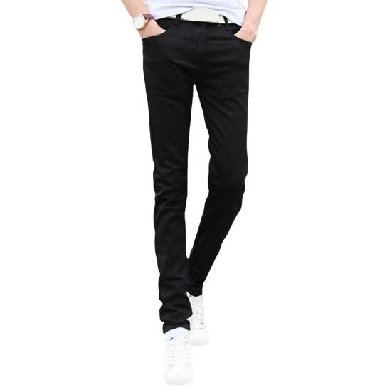 Herren Jeans Sommer Slim Fit Reißverschluss Jeans Lässige dünne Denim Bleistifthose High Waist Skinny Jeans 33 schwarz