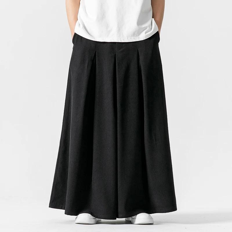 Frühling Sommer Männer Vintage Breite Bein Hosen Männer Harajuku Casual Harem Hosen Männlichen Streetwear Jogging Frauen Rock Hosen 4XL schwarz