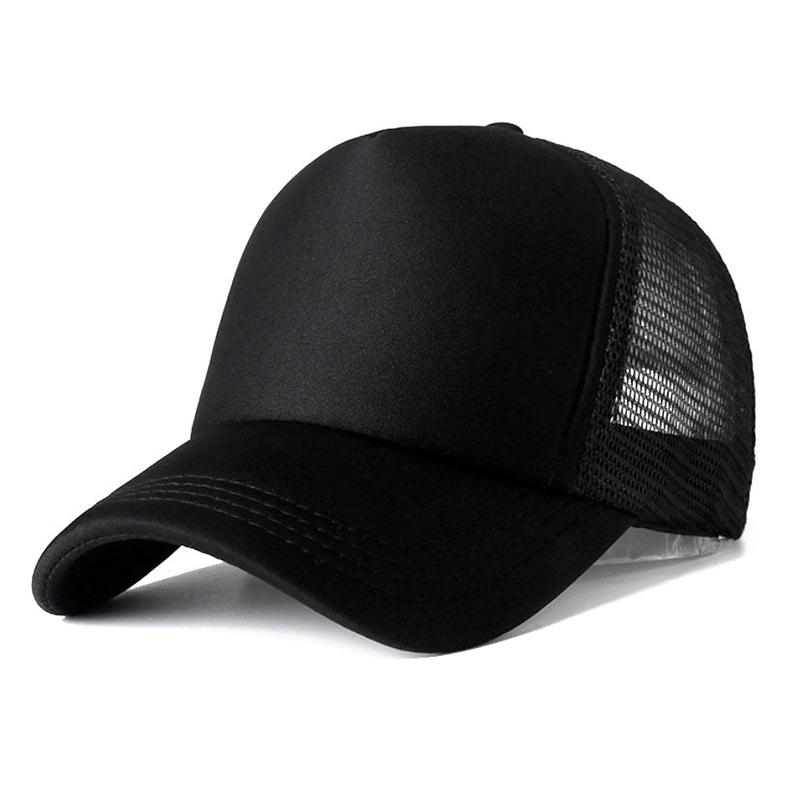1 Stück Unisex Cap Casual Plain Mesh Baseball Cap Einstellbare Hysteresenhüte Für Frauen Männer Hip Hop Trucker Cap Streetwear Papa Hut schwarz