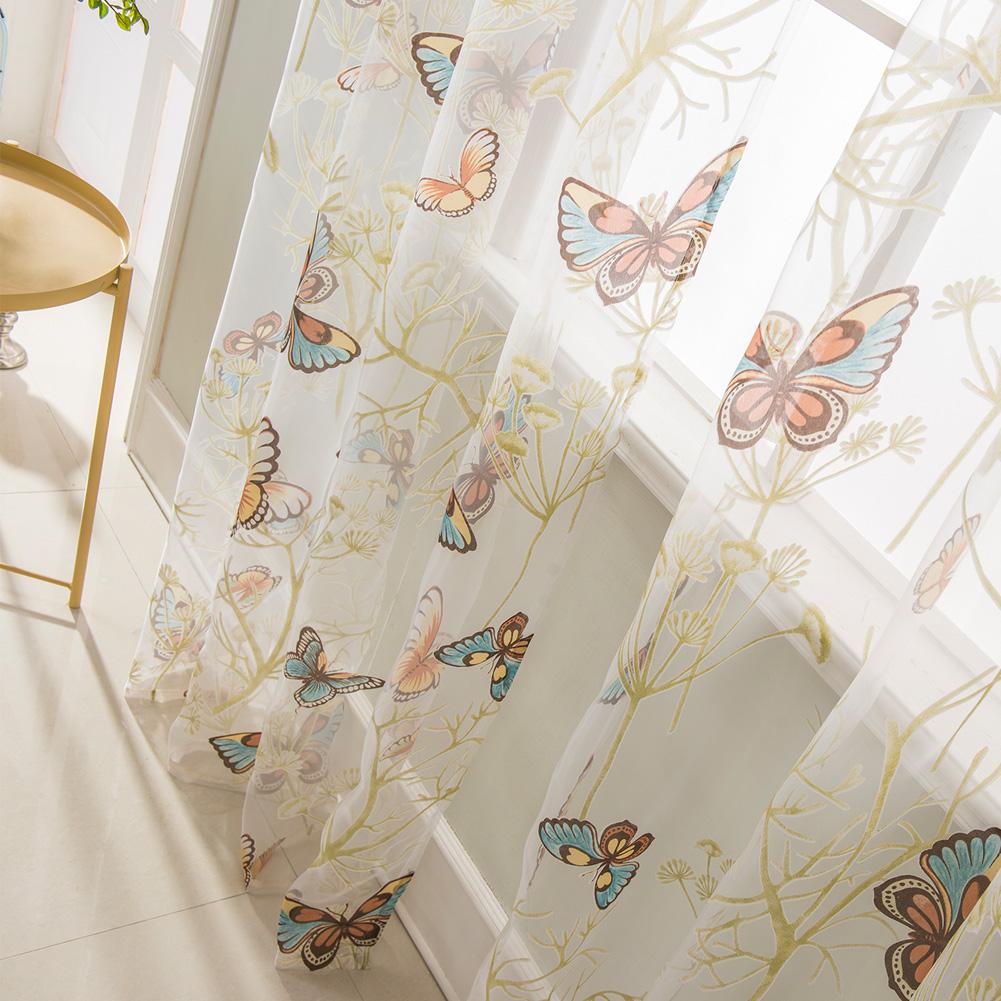 1 STÜCK Europäischer Vorhang aus besticktem Tüll, weiß, transparent, Gaze, Garn, Voile, Vorhänge, Fenstervorhang, Wohnzimmer, NAPEARL W150cm x L200cm weiß