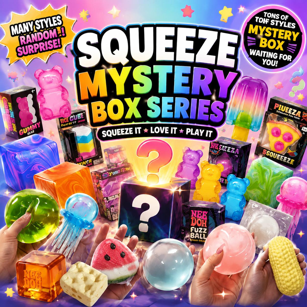 Needoh Squishy Überraschungsbox Spielzeug 30 Stile Weich zum Drücken Fidget Stressabbau Anti-Angst Sensorisch ADHS Spielzeug Kindergeschenk white