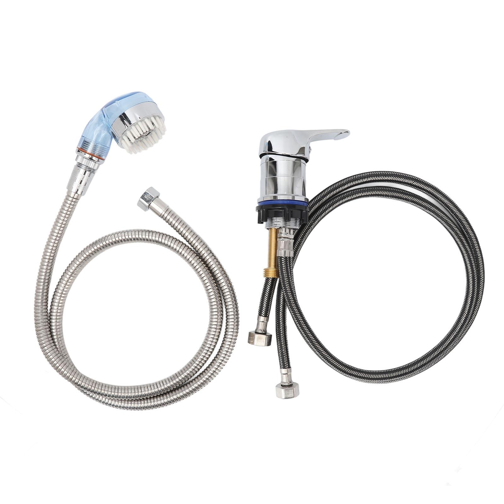 31,5 Zoll Shampoo-Armatur 47,2 Zoll Shampoo-Becken-Schlauchset mit großem blauem Bürstensprüher