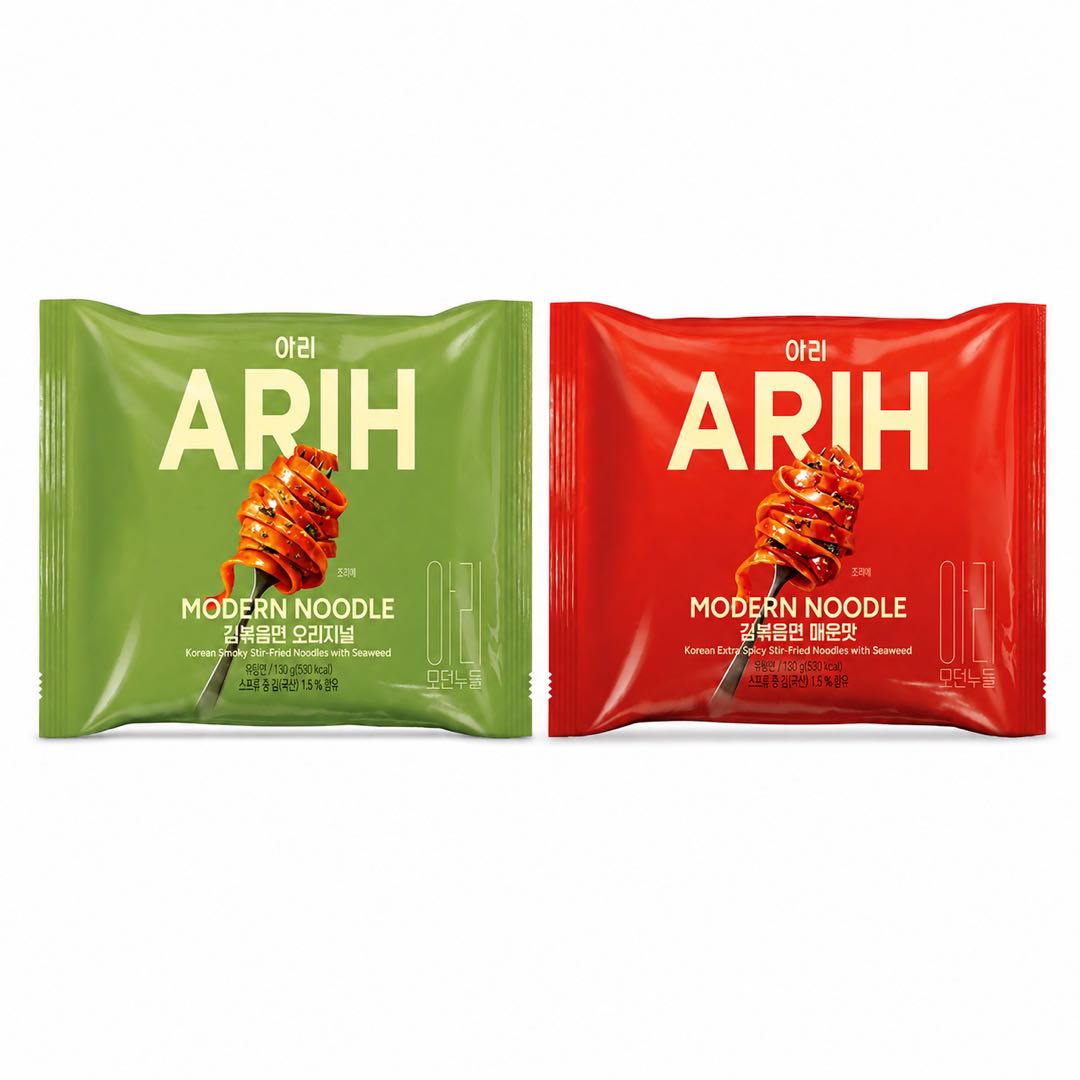 BTS Kollaborationsedition ARIH Moderne Geschmacksnudeln, Gemischte & Gebratene Nudeln 130g 1 Beutel #Spicy Seaweed+Seaweed Flavor*2bag