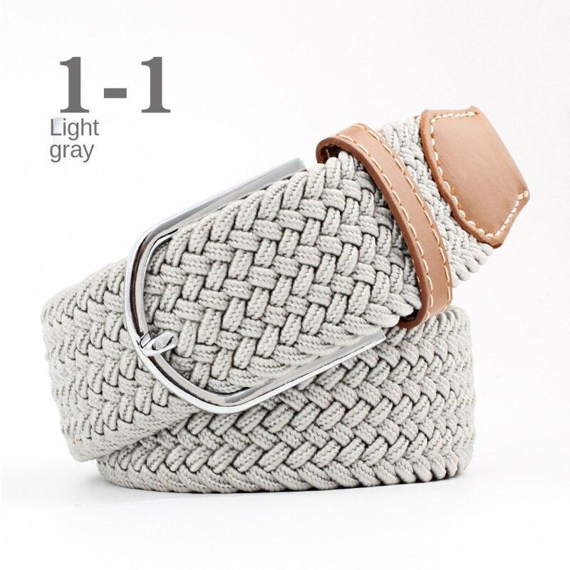 2024 neue Mode Hohe Qualität Explosive frauen Leinwand Gürtel männer Elastische Gürtel Casual Stretch Woven Pin Schnalle Gürtel licht grau