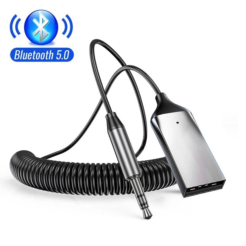 Bluetooth Aux Adapter Dongle USB auf 3,5 mm Klinke Auto Audio Aux Bluetooth 5.0 Freisprecheinrichtung für Autoempfänger BT Sender BT850 silber