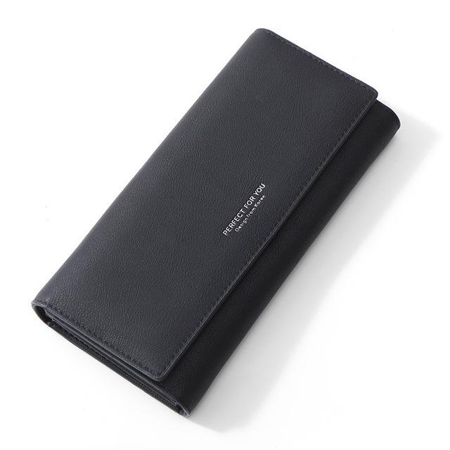 Luxus-Leder-Geldbörse für Damen, viele Abteilungen, Damen-Geldbörsen, lange Clutch, Kartenhalter, Damen-Handy-Geldbörse, weibliche Geldbörsen schwarz