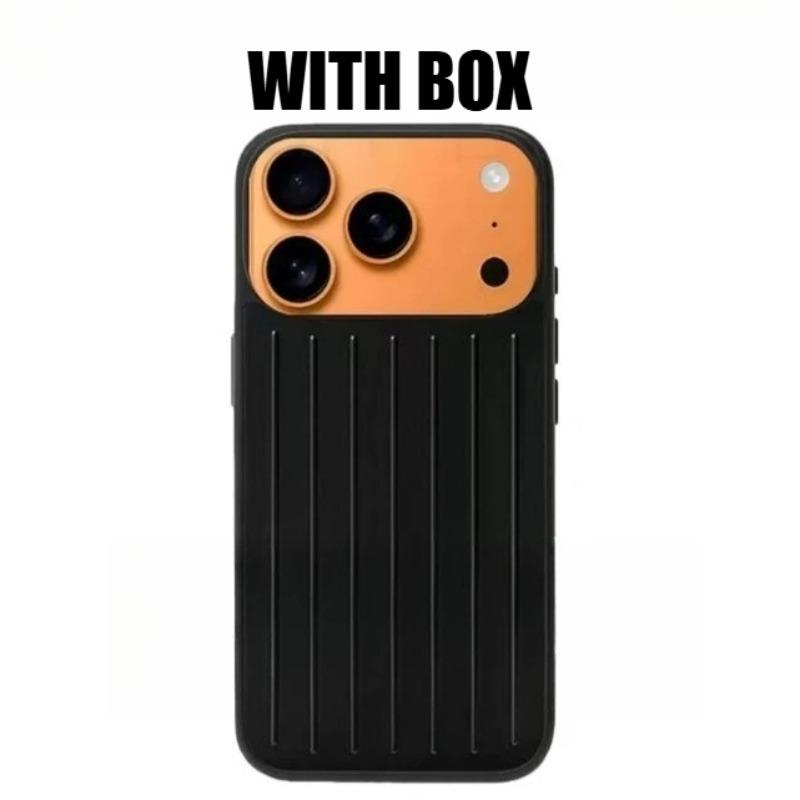 Fortschrittliche minimalistische 3D-Wellstreifen Stilvolle Business-Gepäckabdeckung Für IPhone 17 Pro Max 16 15 14 13 Original Für RIMOWA Stoßfeste Rückabdeckung iPhone 15 Pro schwarz
