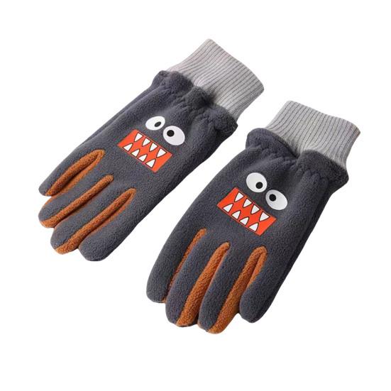 Kinder Winter Handschuhe Winddicht Cartoon Ski Handschuhe mit Elastische Bündchen Kalten Wetter Warme Handschuhe für A dunkelgraue