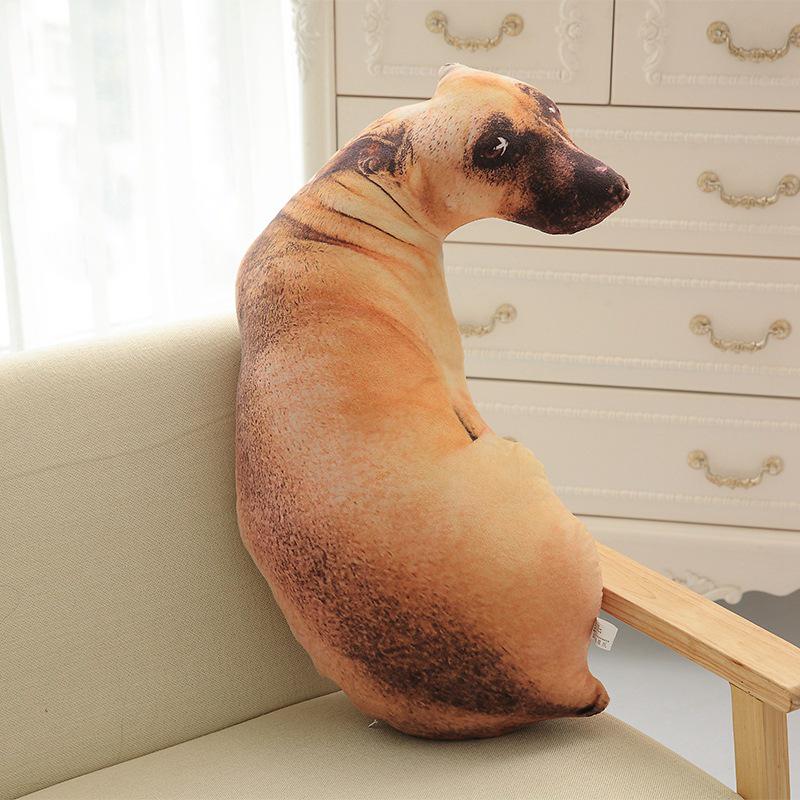 45cm 3D Simulations Hundekissen Schlafpuppe Kreatives Plüschtier Hund Jagdhund Shar Pei Kissen Beruhigendes Spielzeug für Mädchen Geschenke brown