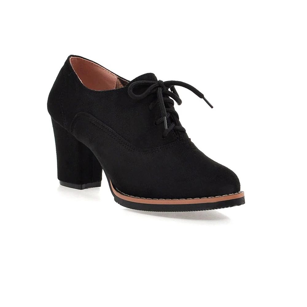 Mode Hohe Qualität Neu Wildleder Quadratischer Absatz Damen Pumps Mode Elegant Damen Herbst High Heels Büroschuhe Arbeitsschuhe Übergröße 32-43 41 schwarz