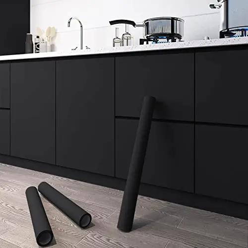 Küche Ölbeständige Tapete Wasserdichte Selbstklebende Aufkleber Schrank Renovierung Formaldehydfrei Schimmelresistent Wanddekor 60cm*1m schwarz