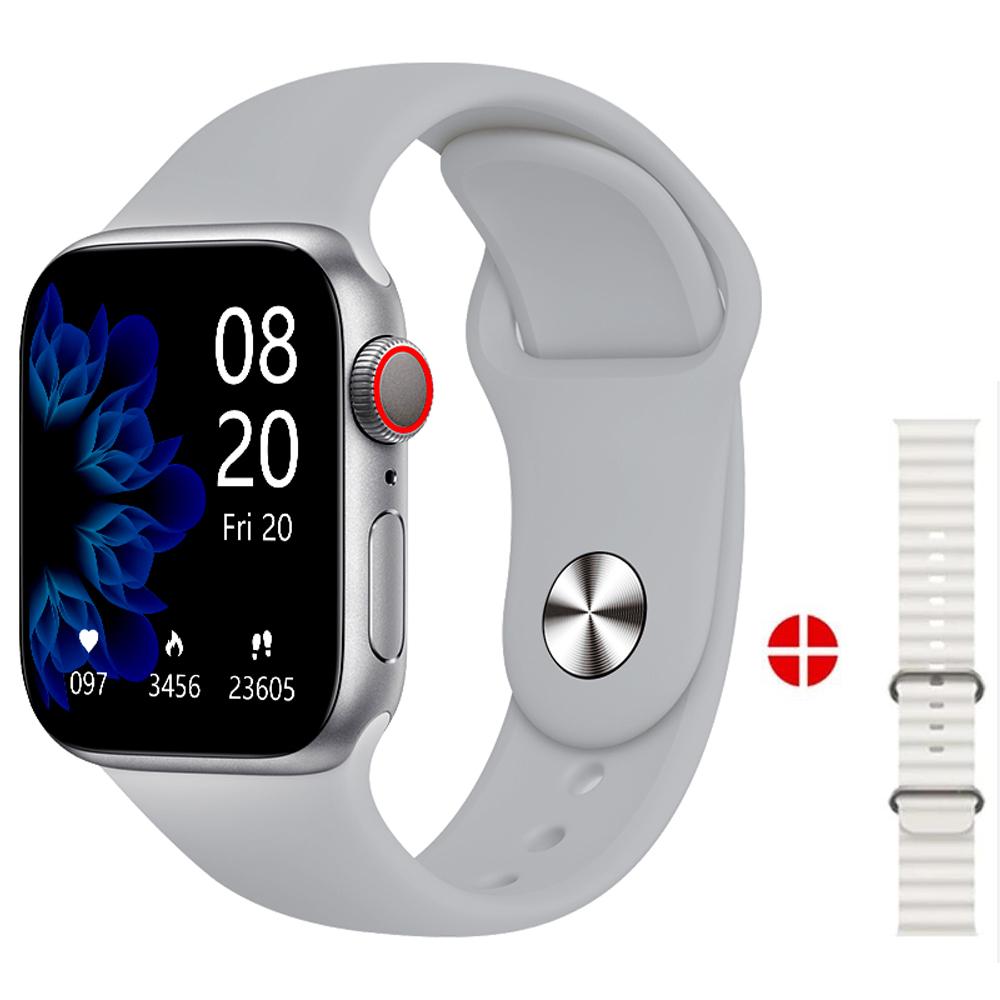 YurKem IWO Serie 7 Smartwatch, kabelloses Aufladen, wasserdicht, Herzfrequenz, für Männer und Frauen, Sport-Fitness-Tracker, Smartwatch silber kelch