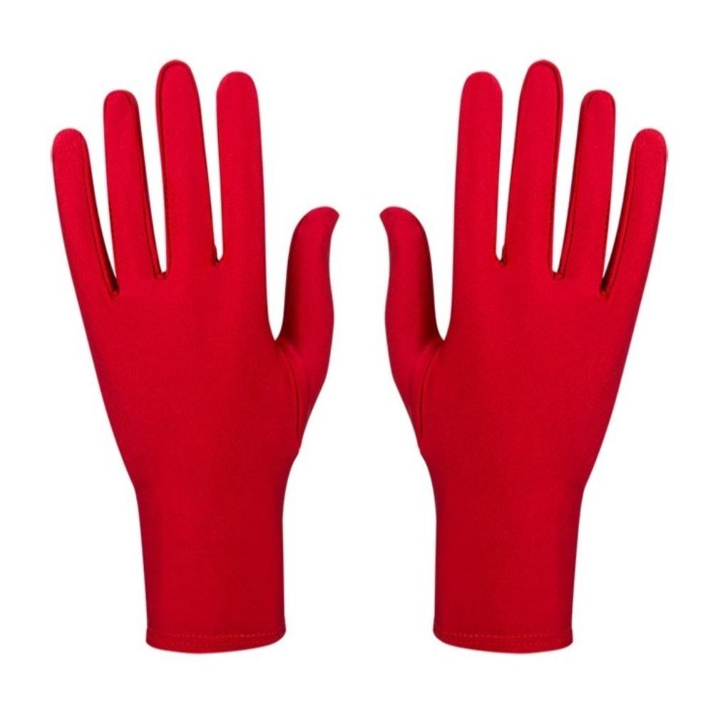 Performance-Handschuhe mit vollen Fingern Partykleid Fäustlinge Neue Spandex-Handschuhe Geschenk rot