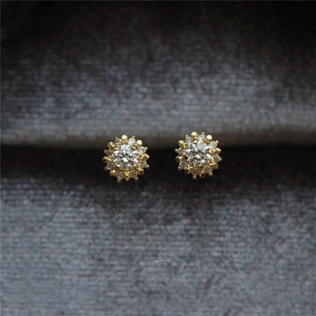Aide 925 Sterlingsilber Koreanisch Klein Frisch Zirkon Sonne Plattierung 14k Gold Ohrstecker Frauen Valentinstag Geschenk Schmuck gold