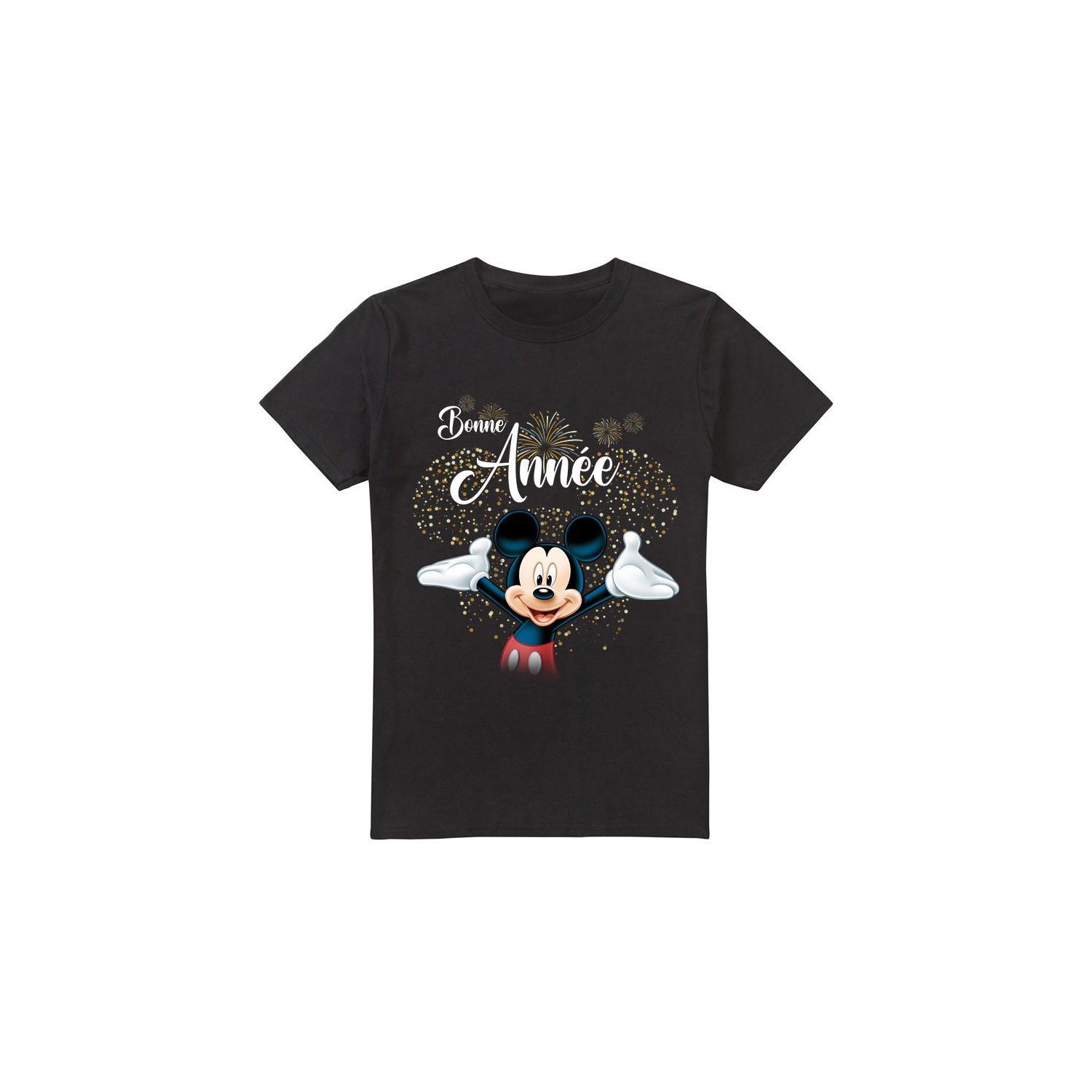 Disney Herren Französische Mickey Mouse Feuerwerk Neujahr T-Shirt S schwarz