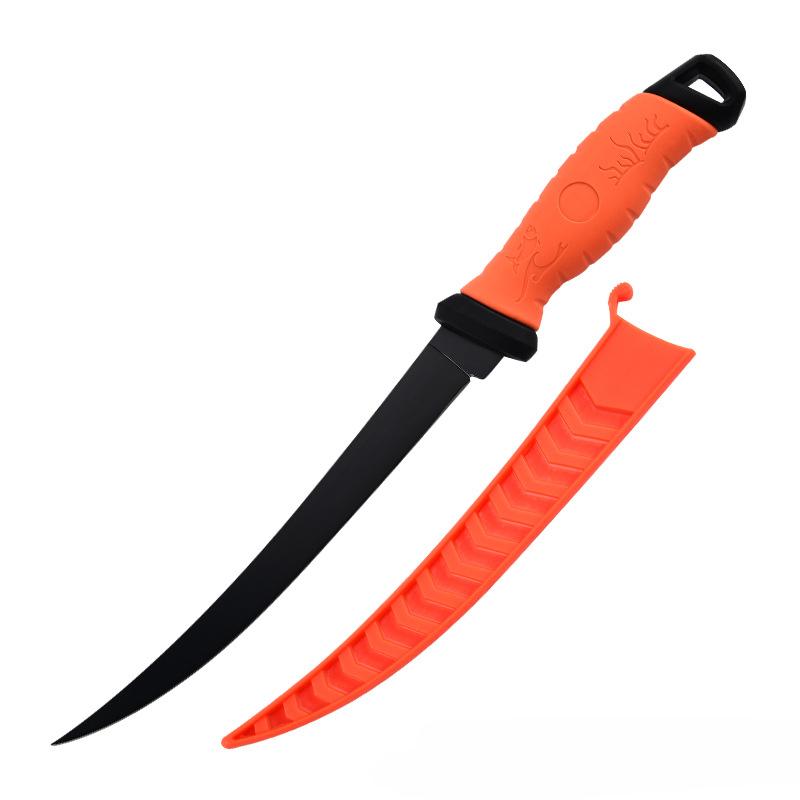 Multifunktionaler, rutschfester Fischschuppenschaber aus Edelstahl mit Gummigriff zum Schneiden von Fischfilets, Angelmesser, Angelwerkzeug, Angelausrüstung 9 INCH